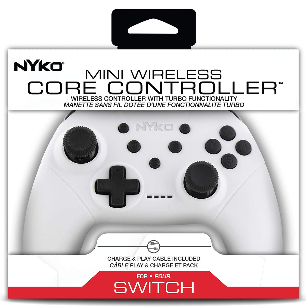 Mini Wireless Core Controller with Turbo Functionality Compatible with Nintendo Switch, Whit