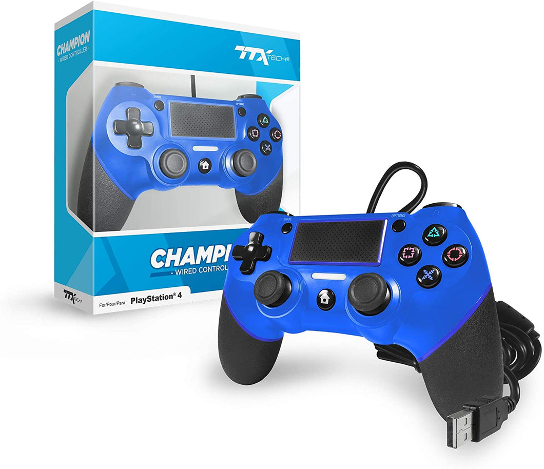 TTX Tech PS4 CHAMPION USB Wired Controller for Playstation 4 - Blue